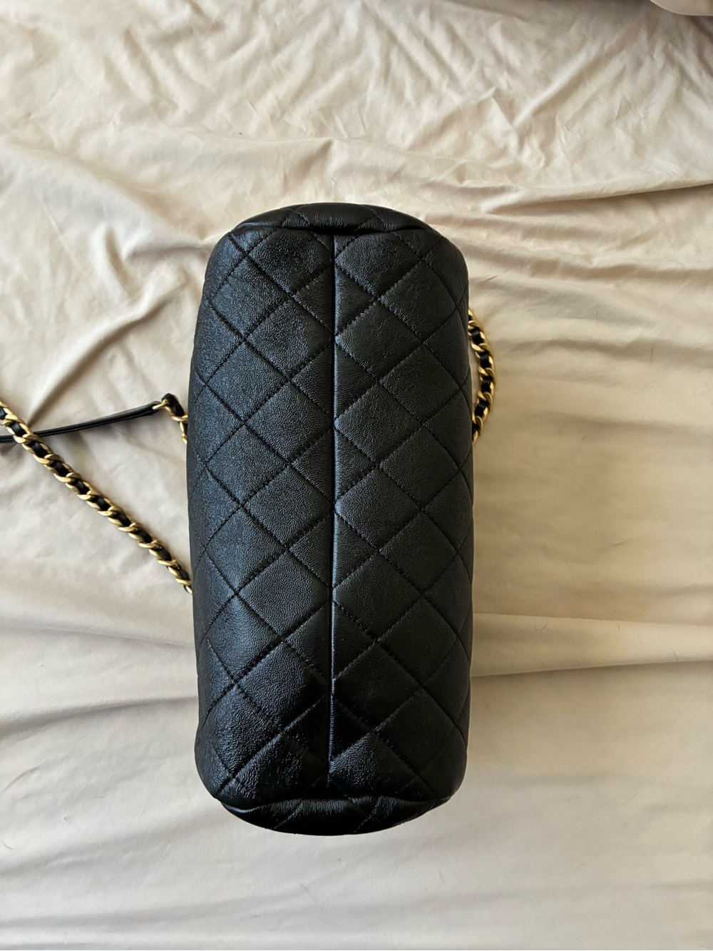 Chanel Black Quilted Barrel Shoulder Bag with Gold Chain - Picture 3 of 11